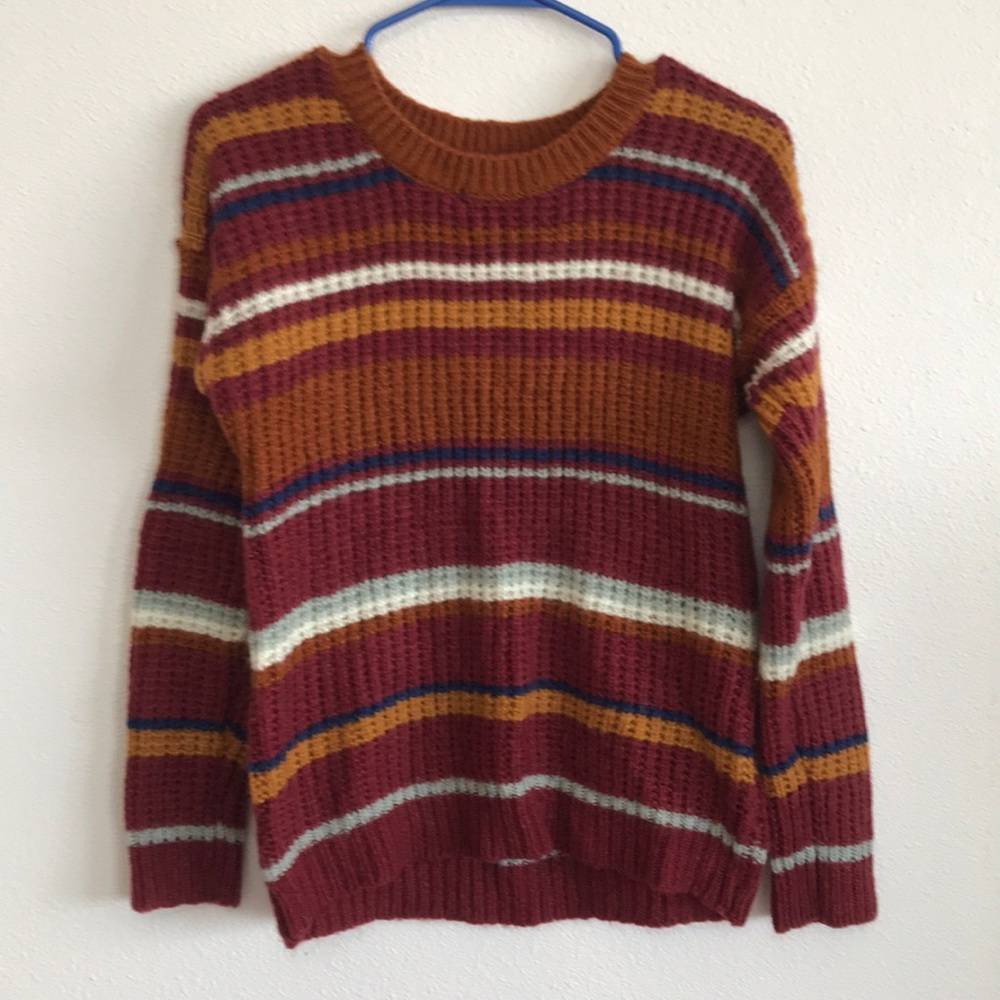 cable knit striped sweater